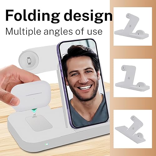 Miniatura 35 de Cargador inalámbrico, estación de carga inalámbrica 6 en 1, soporte de cargador inalámbrico rápido para iPhone 15 14 13 12 11 Pro Max XR XS 8 Plus
