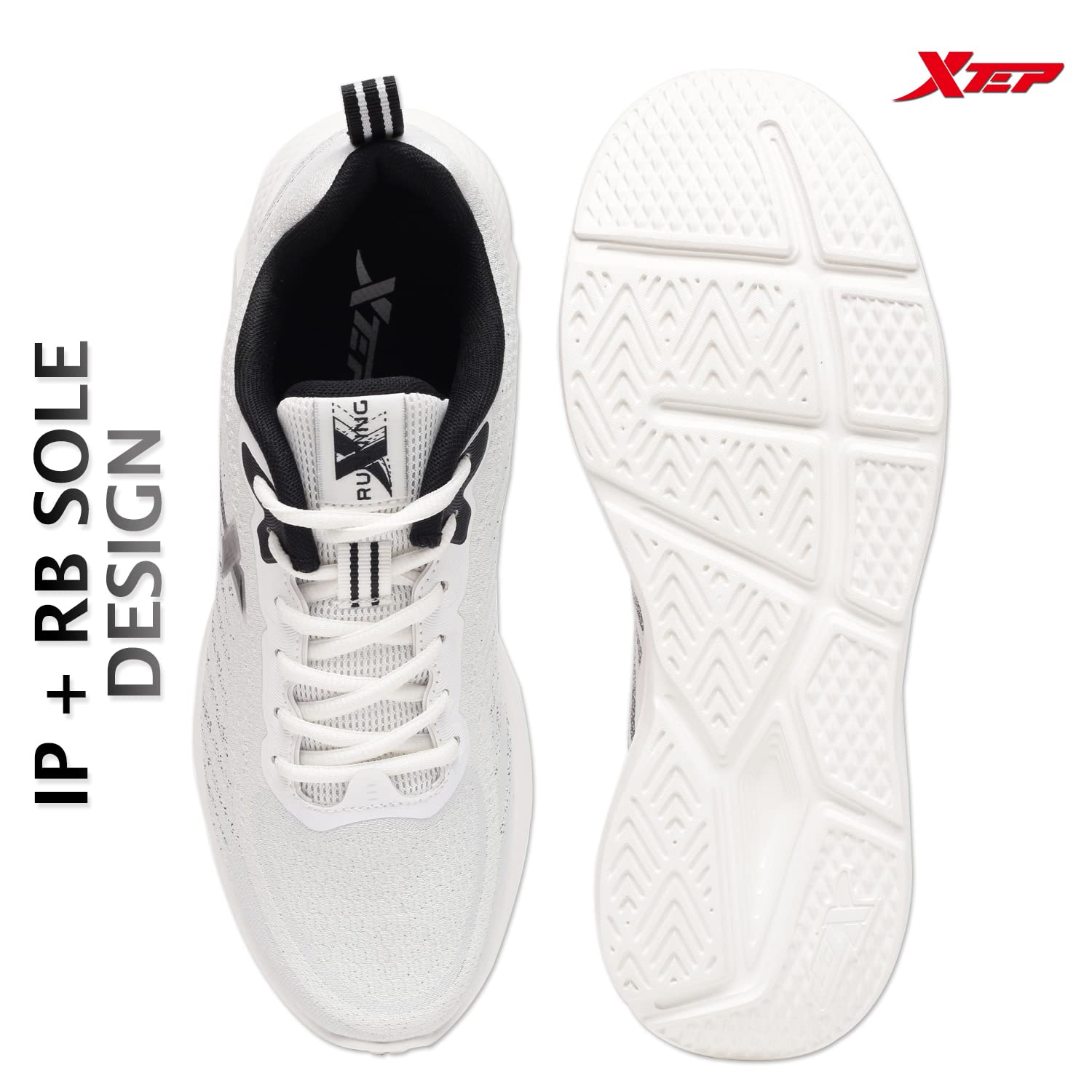 XTEP Men's White Black Mesh Layer Upper Comfort Running Shoes (6 UK) 1