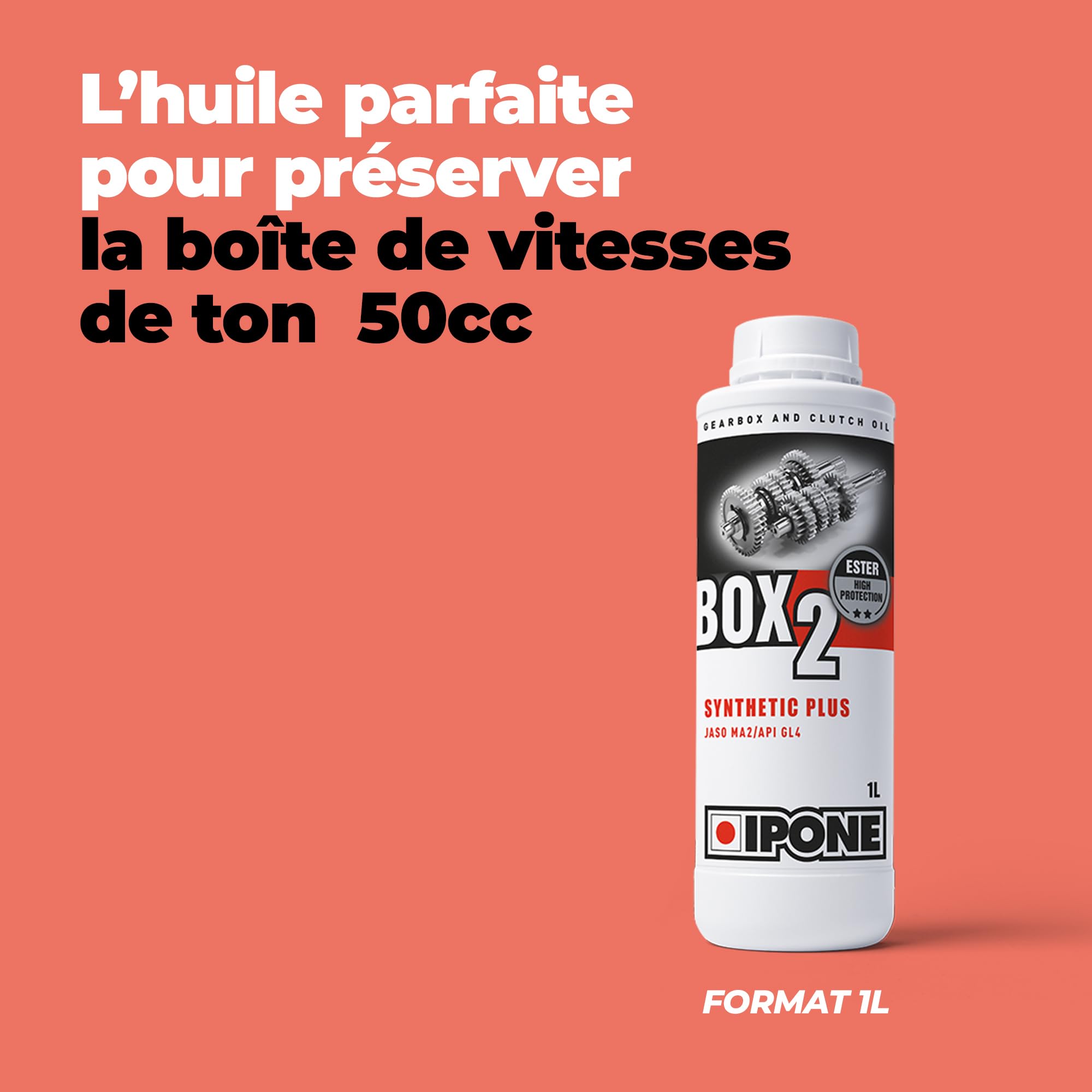 IPONE – Huile de Boîte de Vitesses Moto - Box 2 - Bidon 1L – Semi-Synthétique à Base d’Esters - Haute Performance, Noir - 3