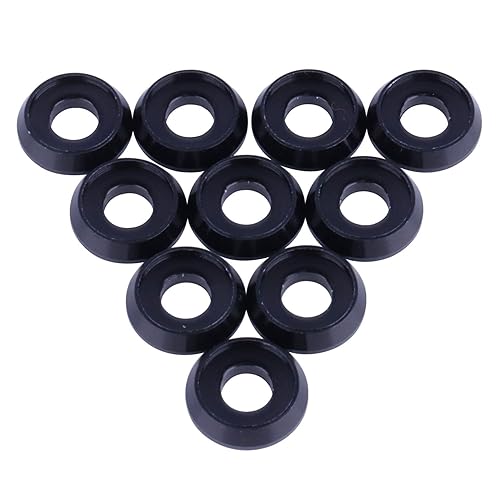 YANRUHFL Arandela de brida de aleación de aluminio M4 M5 M6 M8 arandela espaciadora para motocicleta automóvil paquete de 10 (negro, M4)
