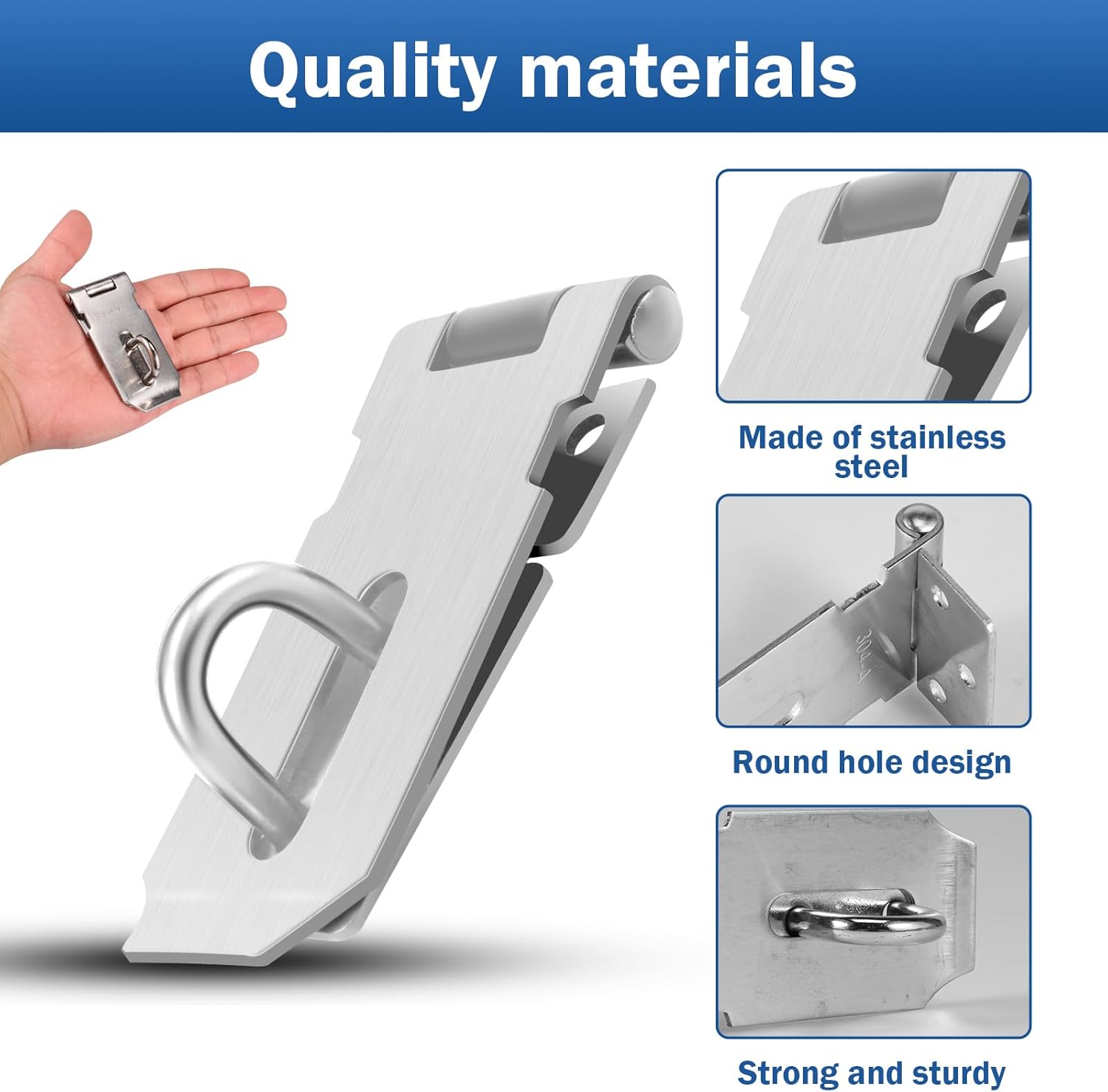 Hasp Lock Stainless Steel Padlock Latch Lock with Screws Safety Door Clasp Hasp Lock Rustproof Hasp Latch 4×1.5 Inch Extra Thick Gate Lock Hasp for Door Shed Cabinet(10PCS,Silver)