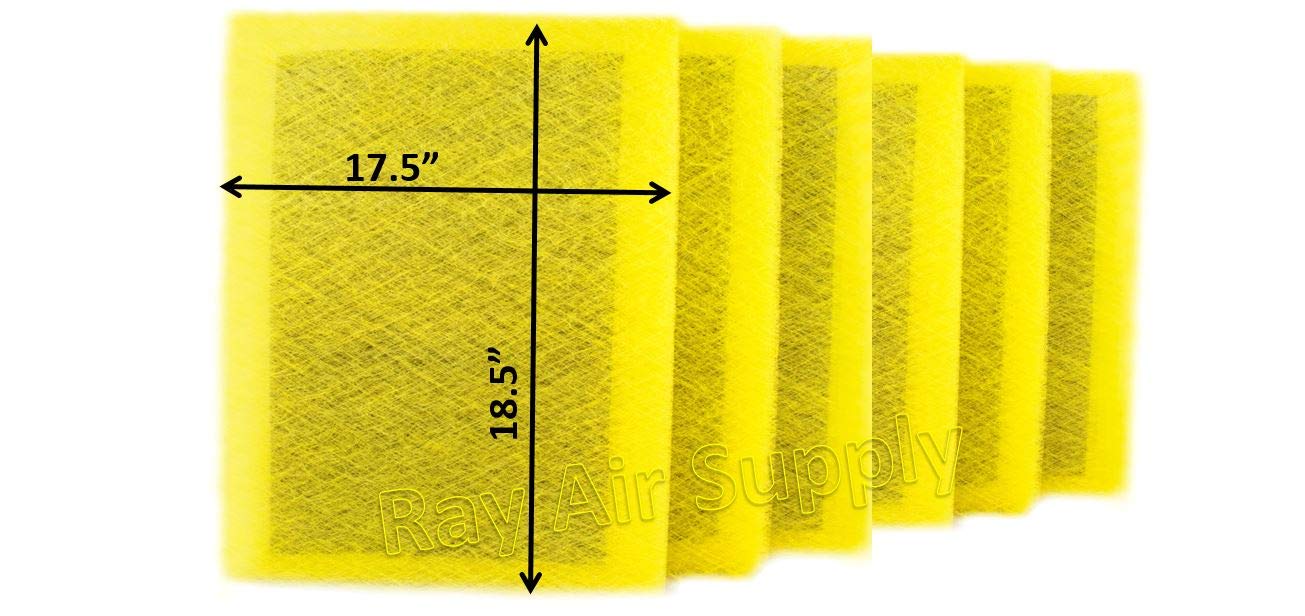 RAYAIR SUPPLY 20x20 MicroPower Guard Air Cleaner Replacement Filter Pads (6 Pack) Yellow