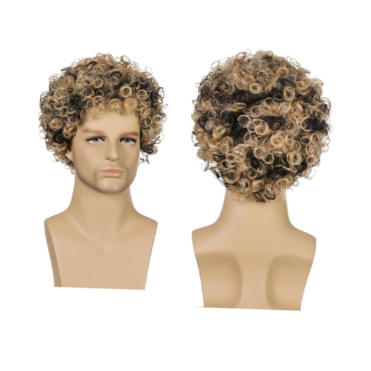 FOMIYES Lot De 2 Perruques Courtes Et Bouclées Pour Homme Postiche Élégant Et Tendance Noir Et Marron