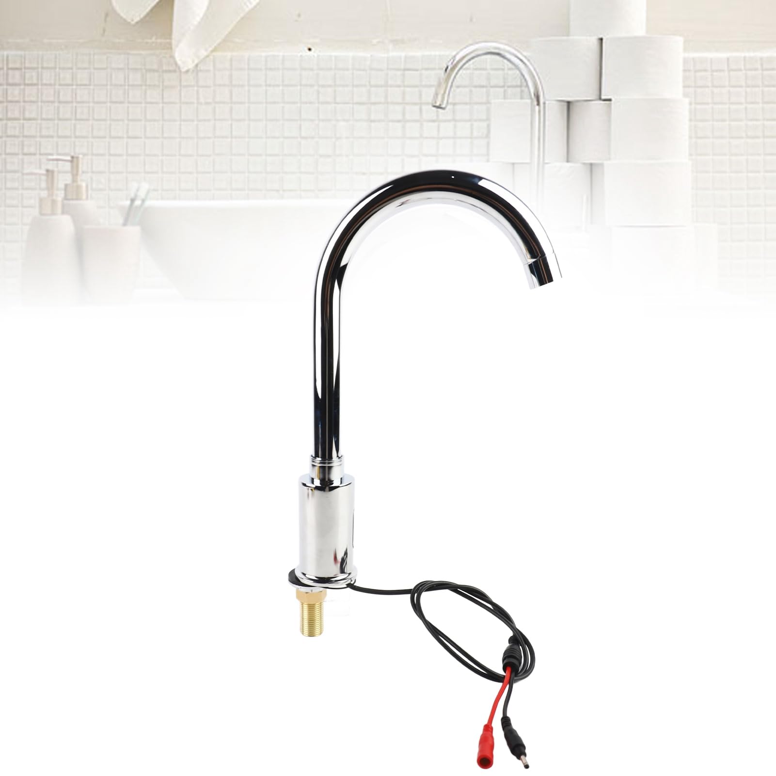 Robinet Automatique de Lavabo de Salle de Bain sans Touche, Robinet Infrarouge à Lavabo électronique en Alliage Zinc en Alliage de Salle de Bains pour le Robinet de Salle de Bain