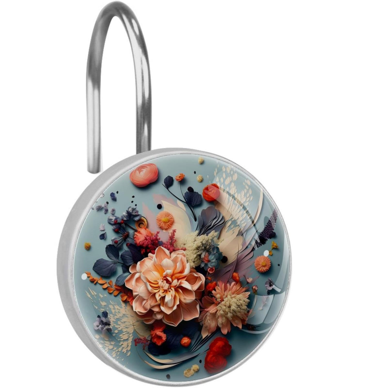 Ganci Doppi Per Tenda Doccia TENOVEL - 12 Pezzi In Acciaio Inox Cromato, Per Aste - 2