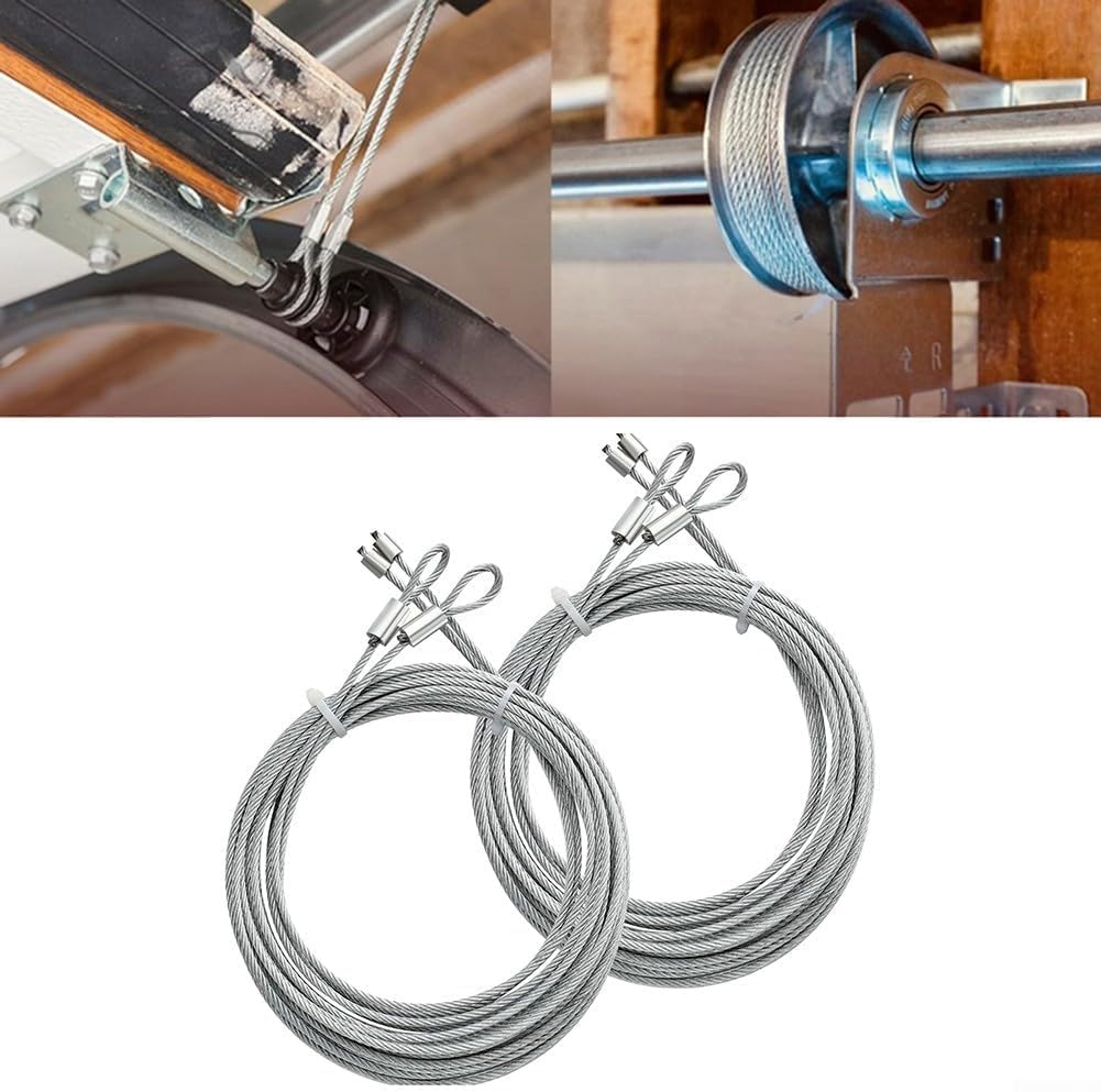 Lot de 2 Câbles de Porte de Garage de 3.2 mm Diamètre 3 m, en Acier Galvanisé