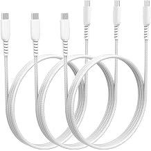 USB C to USB C Cable, 3Pack 3Ft Fast Charging iPhone Woven Cord, 60W Car Play Charging Data Cable for iPhone 17/16/15/Samsung Galaxy S25/S24/S23/iPad Pro/iPad Air - White