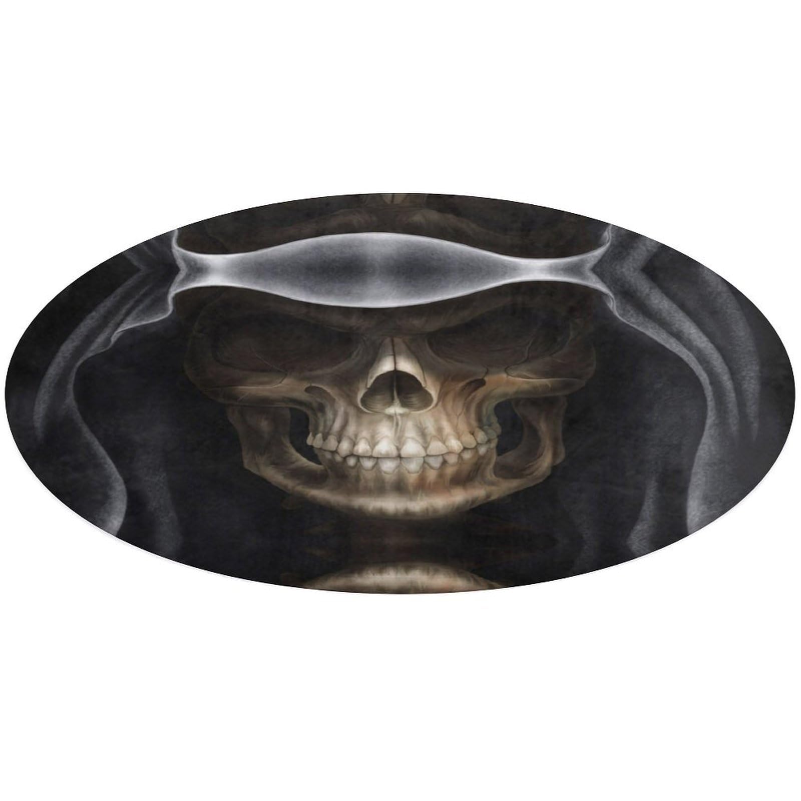 Tapis flanelle tête de mort chapeau noir déco salon chaleureuse 80 cm