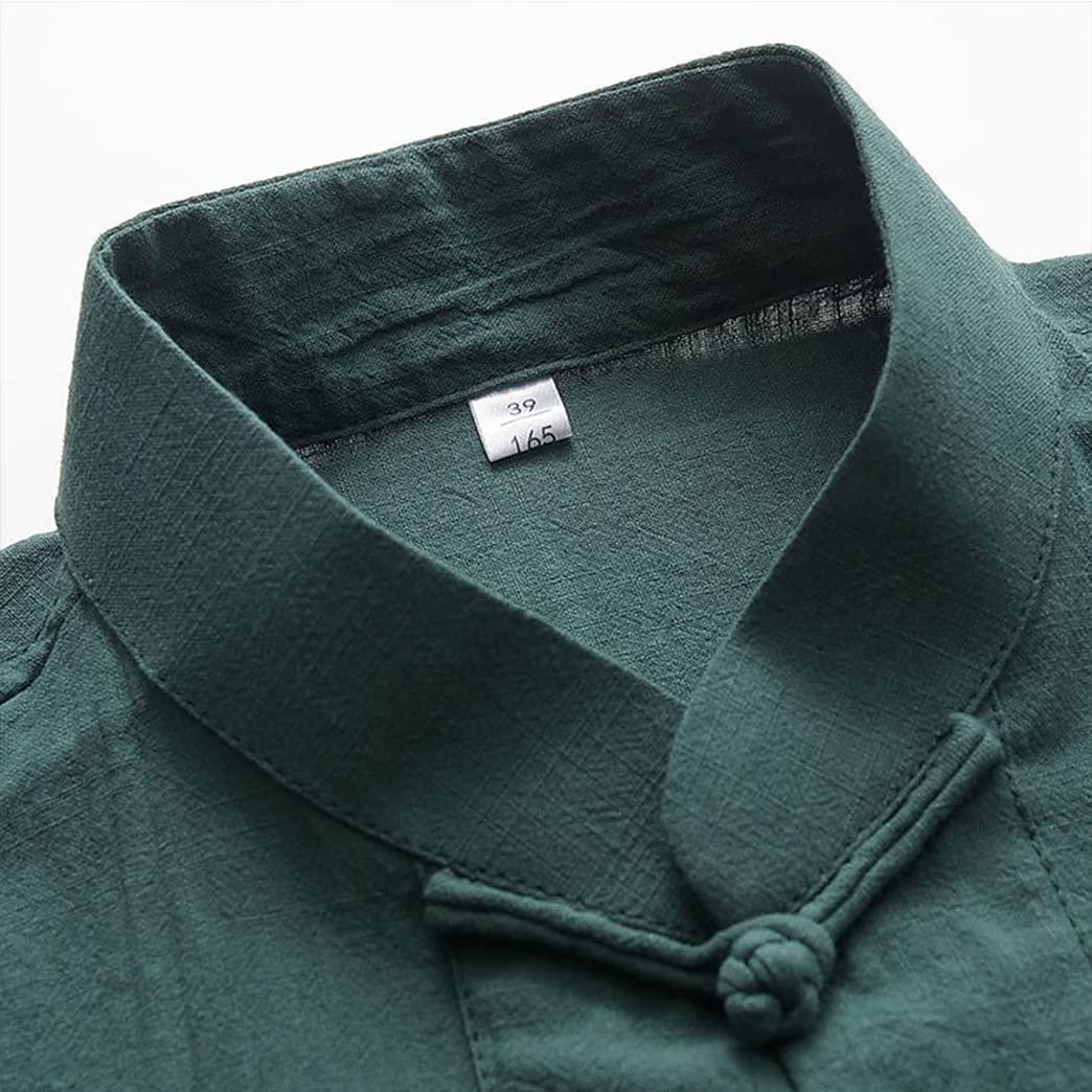FAMMIX Tang Anzug Männer Hanfu chinesische traditionelle Kleidung, Kung Fu Jacket Clothing, Baumwolle und Leinen Taichi Uniform Kampfkunstanzug, Kung Fu Uniform Kurzarmant