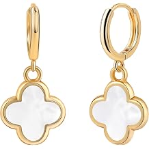Clover Earrings for Women Four Leaf Drop Dangle Earring 14K Gold Plated Hypoallergenic Lightweight Waterproof Lucky Mother Gifts Birthday Christmas Anniversary Simple Jewelry - Not-Fade