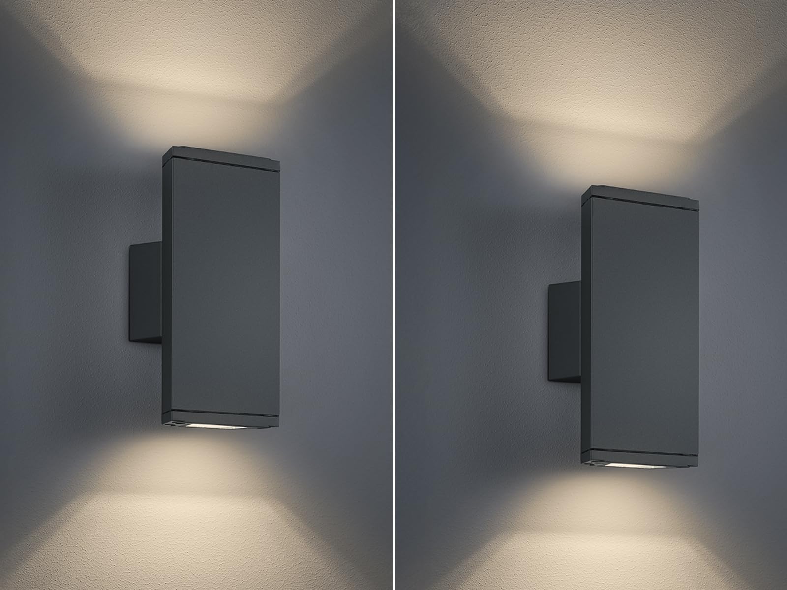 Lampada da parete a LED per esterni con Up and Down Light – in set da 2 – versatile illuminazione per esterni per casa e giardino, antracite.