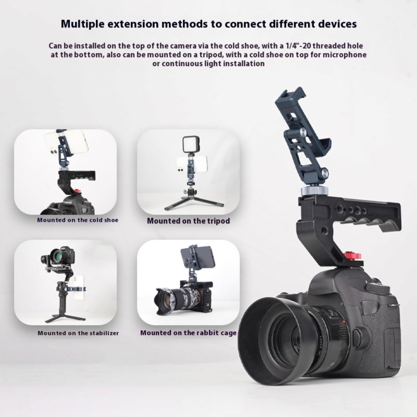 Soporte de metal ajustable para teléfono, adaptador de trípode giratorio, soporte giratorio para teléfono, aleación de aluminio para accesorios de transmisión en vivo