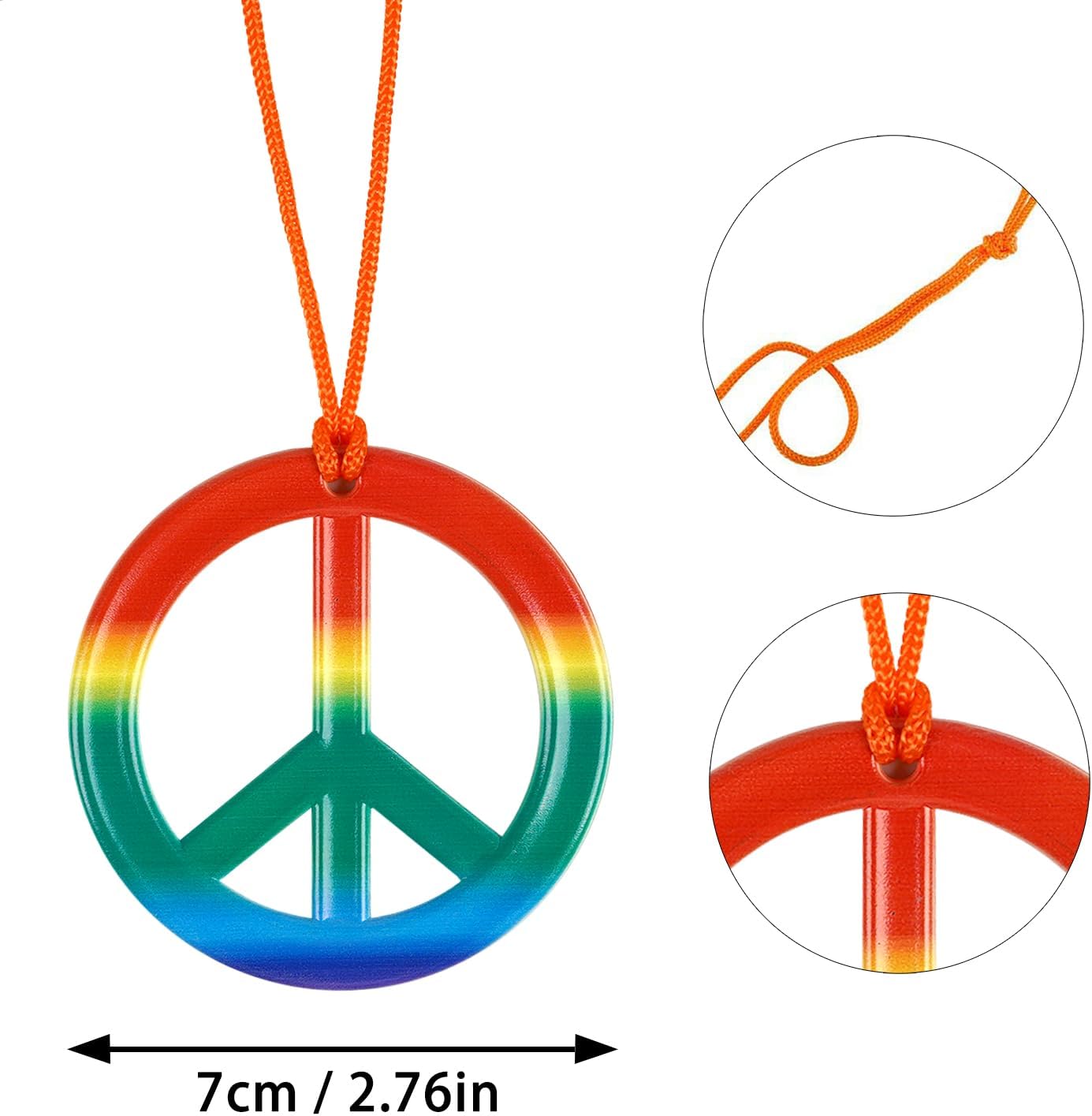 4 Pieces Hippie Costume Set,Tie Dye Button Down Shirt Set,Tie Dye Headband,Rainbow Sunglasses,Peace Sign Necklace - Image 6