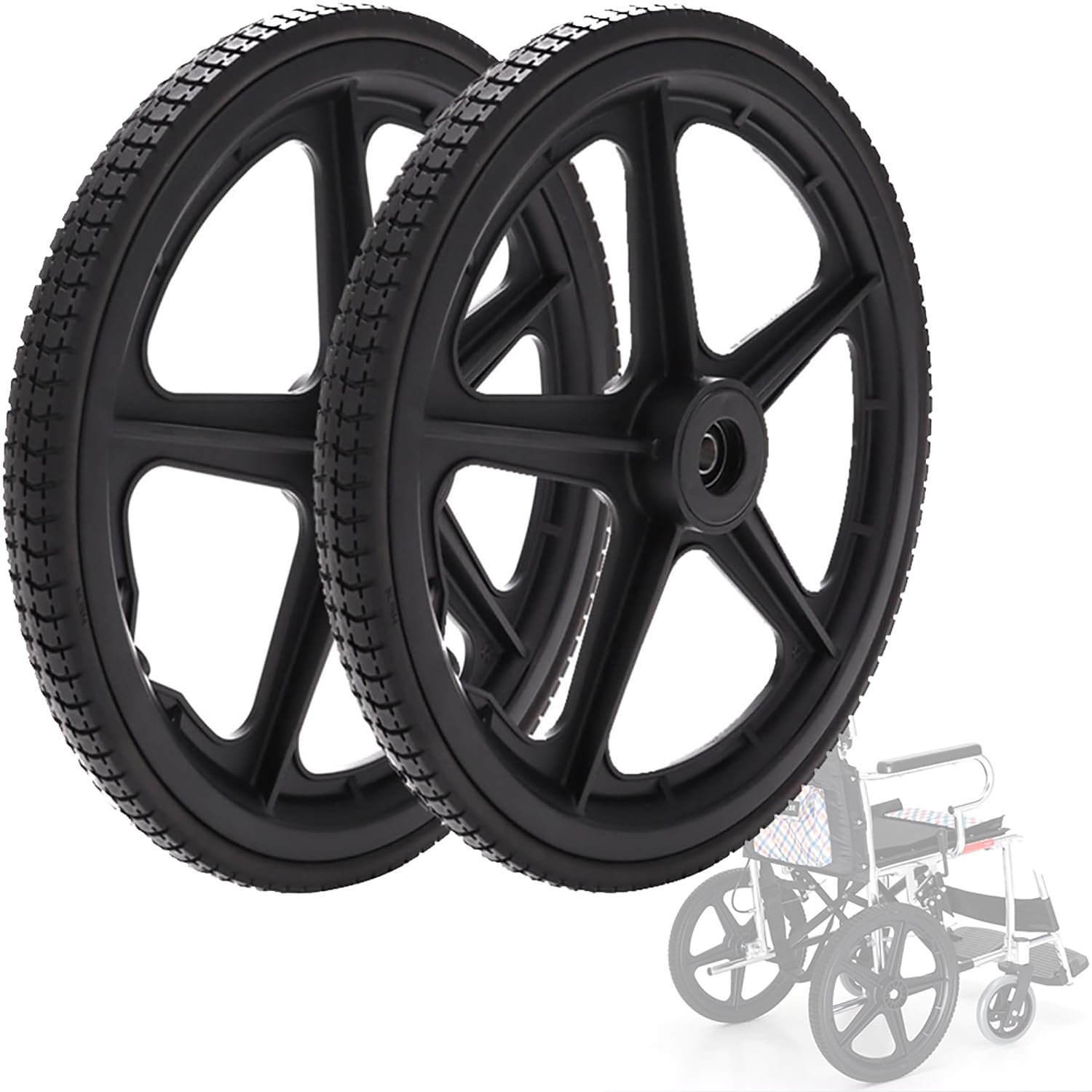 Ruedas Traseras para Silla de Rueda de 14 pulgadas, Repuesto de Rueda Para Silla de Ruedas con Rodamientos 12mm, Antideslizantes Rueda Trasera