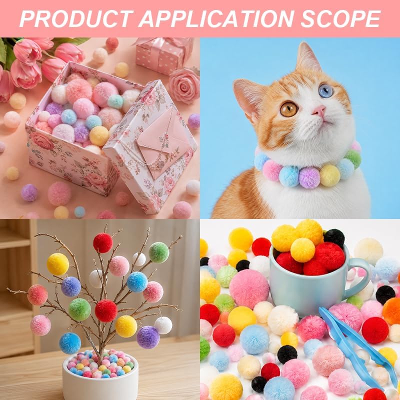 Pom Poms Balls 120 Pcs Mixed Mini Craft Ornament Accessories (Christmas)