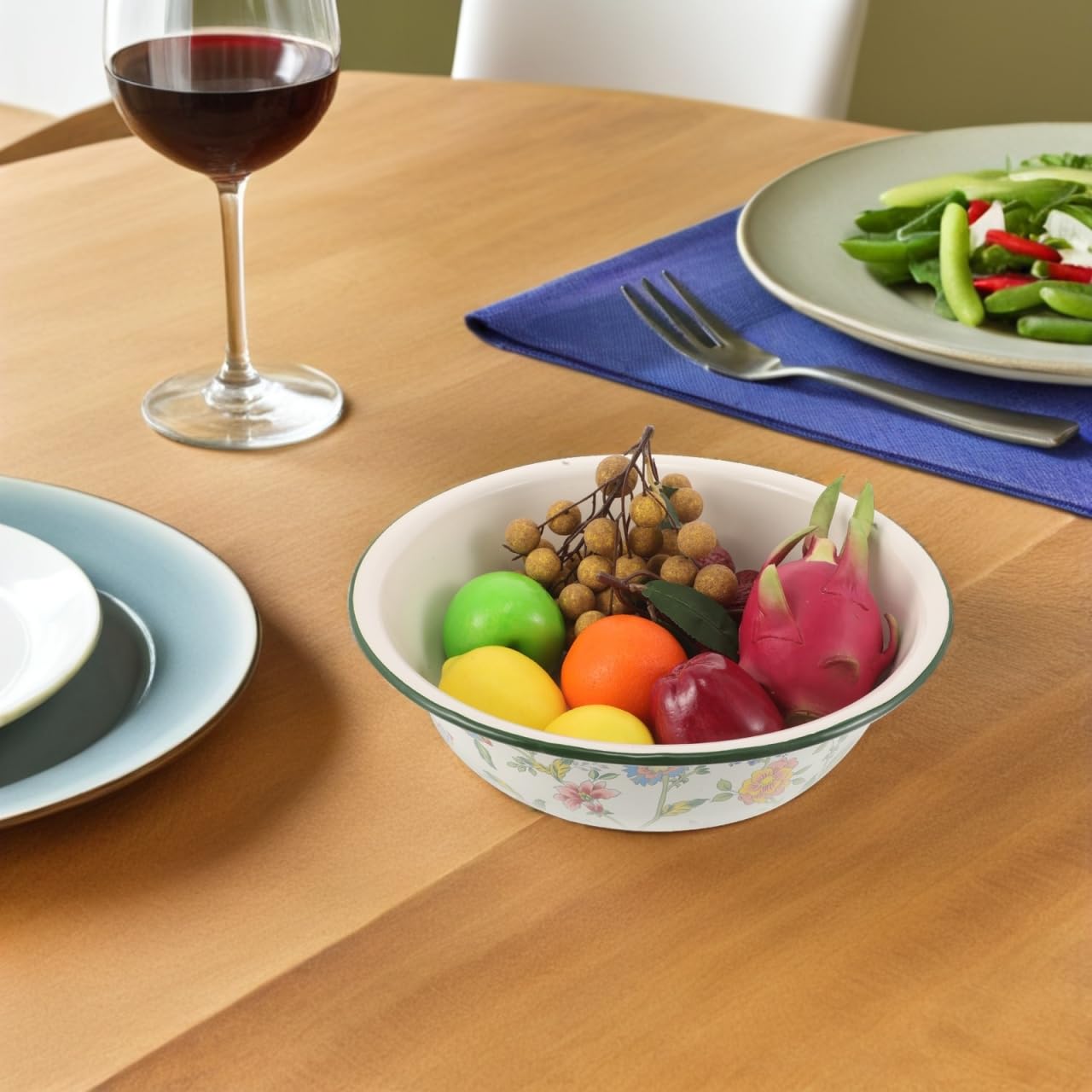 MAGICLULU Bol Émaillé Épais pour Cuisine Grand Bassin Multifonction Chaleur Facile à Nettoyer pour Pétrir Laver Légumes et Préparation Alimentaire Quotidienne