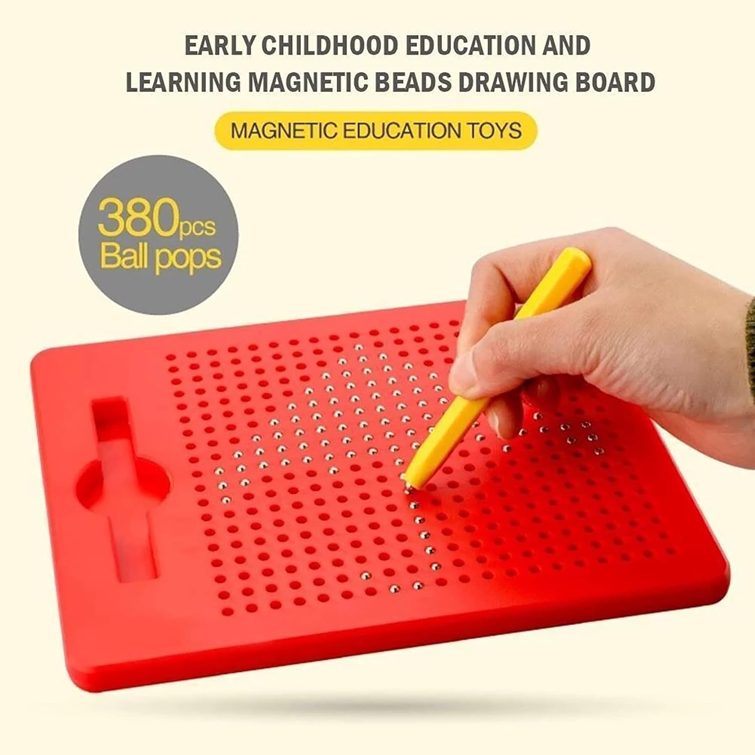 Kidoyz Magnetic Drawing Board for Kids with 380 Magnetic Beads, Stylus Pen & 10 Pattern Cards | Erasable Doodle Writing Pad | Montessori Learning Toy for Boys Girls 3+ Years - Random Color (MPad) 4