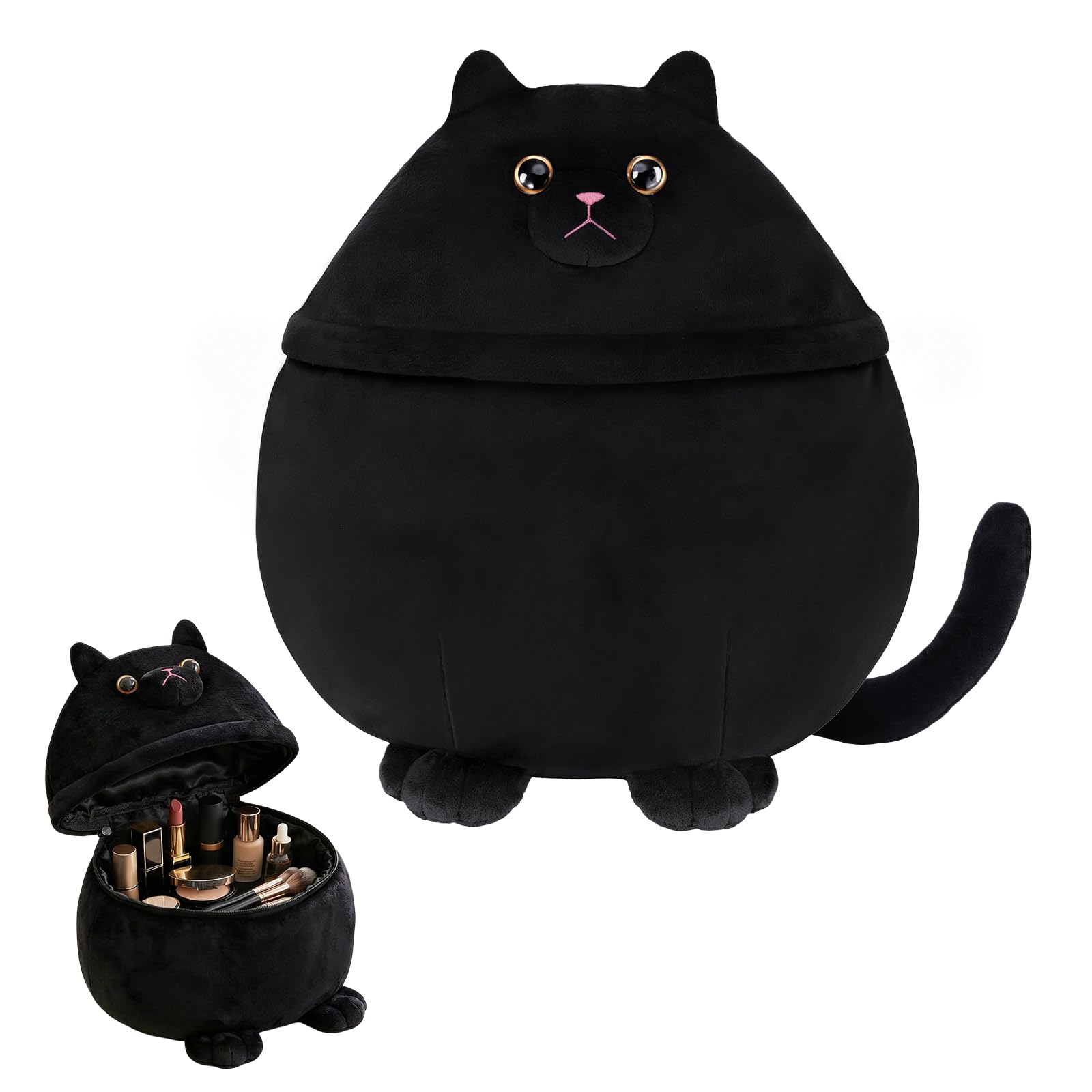 Lustige Katzen-Kosmetiktasche für Frauen, Mädchen & Katzenliebhaber – Große Schminktasche in Katzenform & Make-up Organizer – Witziges Geschenk zu Geburtstag, Halloween, Muttertag oder Ostern