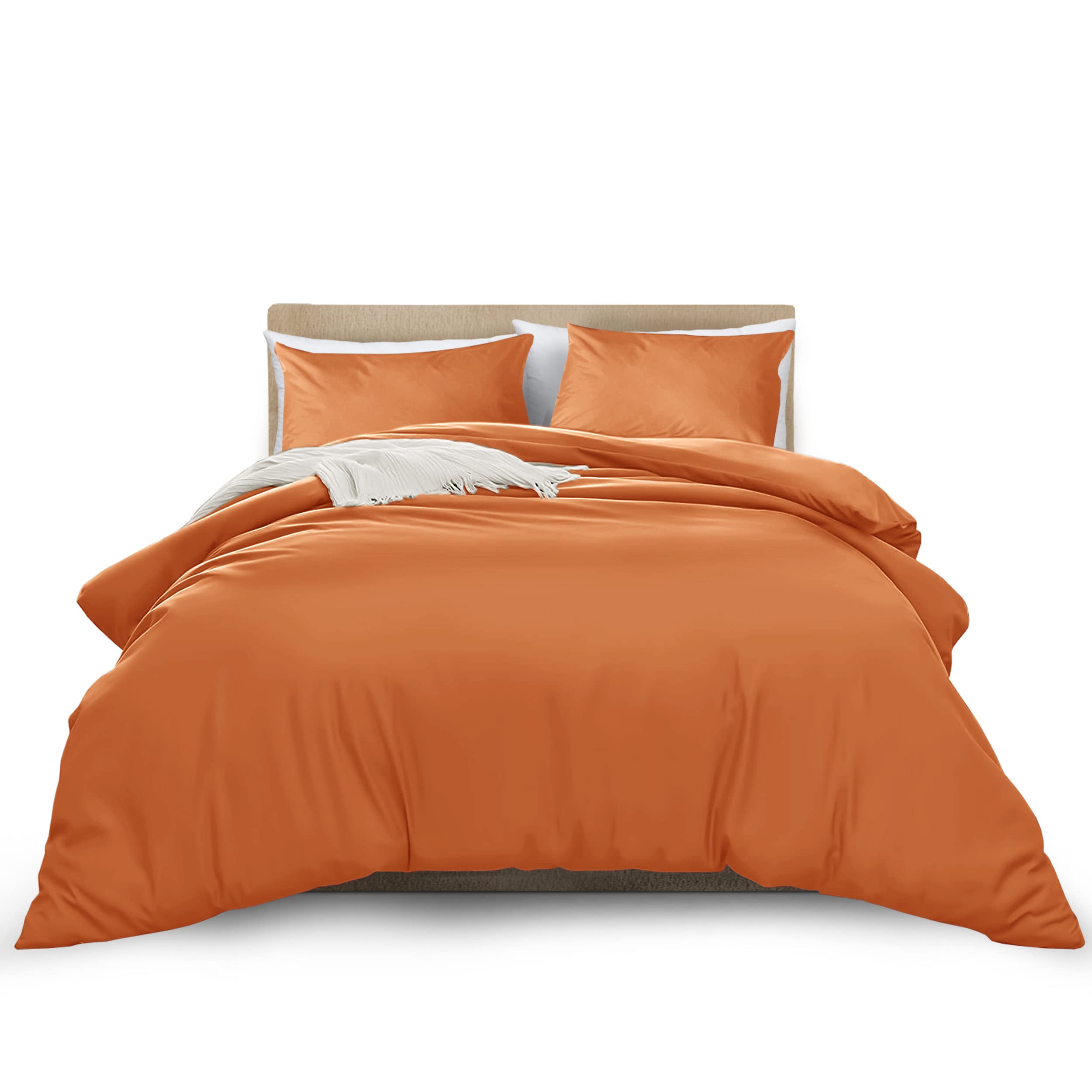MOONLIGHT20015 Double Duvet Cover Rust Solid Soft Double Bedding Duvet Cover Set with 2 Matching Pillowcases