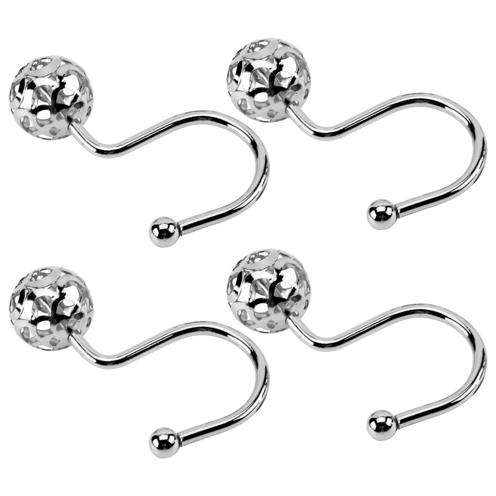 Tsophreniq Of 4 Decorative Hollow Sphere Curtain Hook Multifunctional Shower Rings Sturdy Metal Hangers Rusts Proof Shower Rings