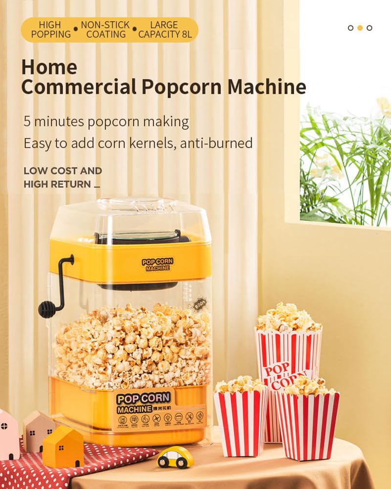 Macchina per popcorn, Macchina per popcorn, Macchina per popcorn ad aria calda, Popping Qucik da 2 minuti, per spuntini senza grassi, sani e senza olio, per bambini, Serate cinematografiche 350 W