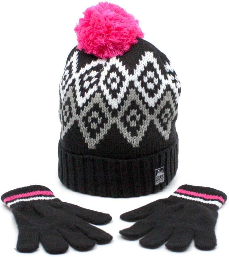 Woman's Warm Soft Cable Lace Pom Furry Flower Crochet Fashion Knit Hat
