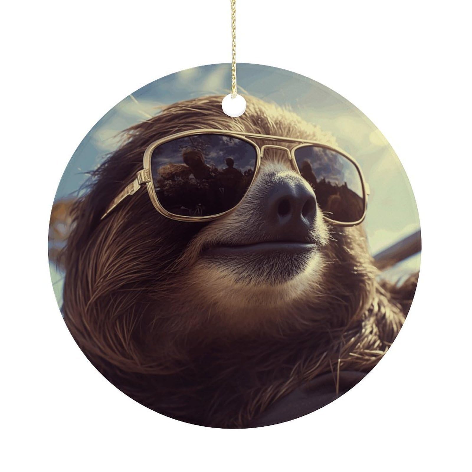 Adfgyerh Women's Style Sloth With Sunglasses Hanging Ceramic Ornaments, Christmas Tree Decorations, Funny Home Decor Gifts For Sisters & Work Best Friends