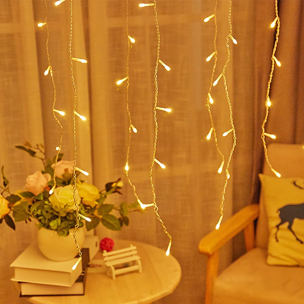 Zorela Luci Natale Esterno Cascata 10M 400 LED Tenda Luminosa Esterno Natale Prolungabile Luci di Natale Cascata di Stalattiti con 8 Modalità Impermeabile per Balcone, Tetto, Giardino - Bianco Caldo