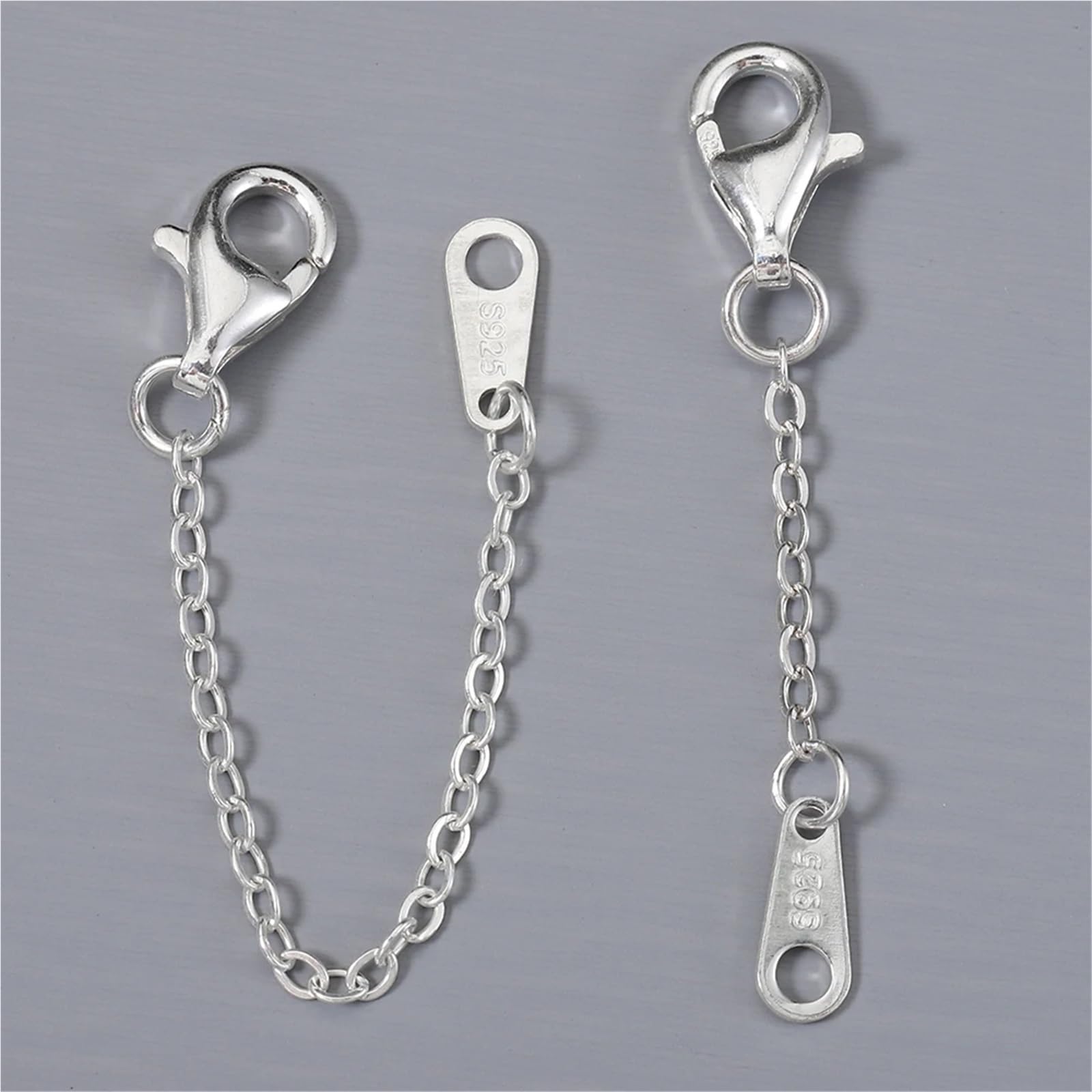 Przedłużacz łańcuszka Choker, Przedłużacz do naszyjnika 20 szt. 925 Sterling Silver Zapięcia homarowe biżuterii DIY 31-80mm