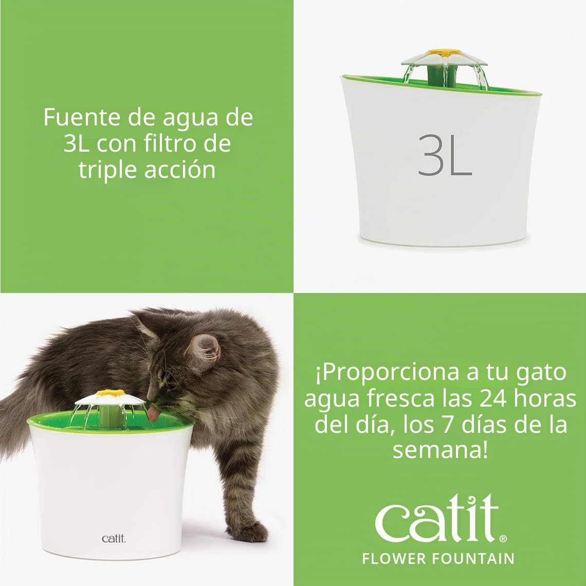 Catit 43742W Bebedero Fuente Flor 3, 3 L