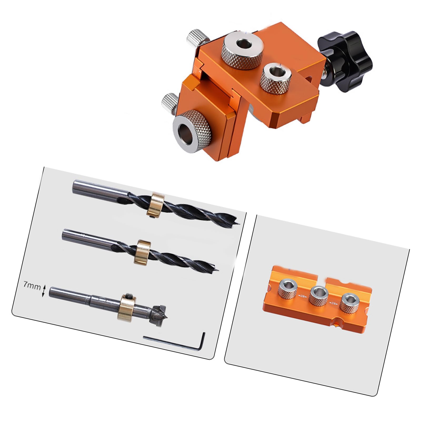 Zbiianxer 15Mm 3 In 1 Wood Joinery Hole Guide Dowel Jig Set Adjustable Drilling Jig Aluminum Dowel Drill Guide Locator Puncher Cabinet Making Hole Locator