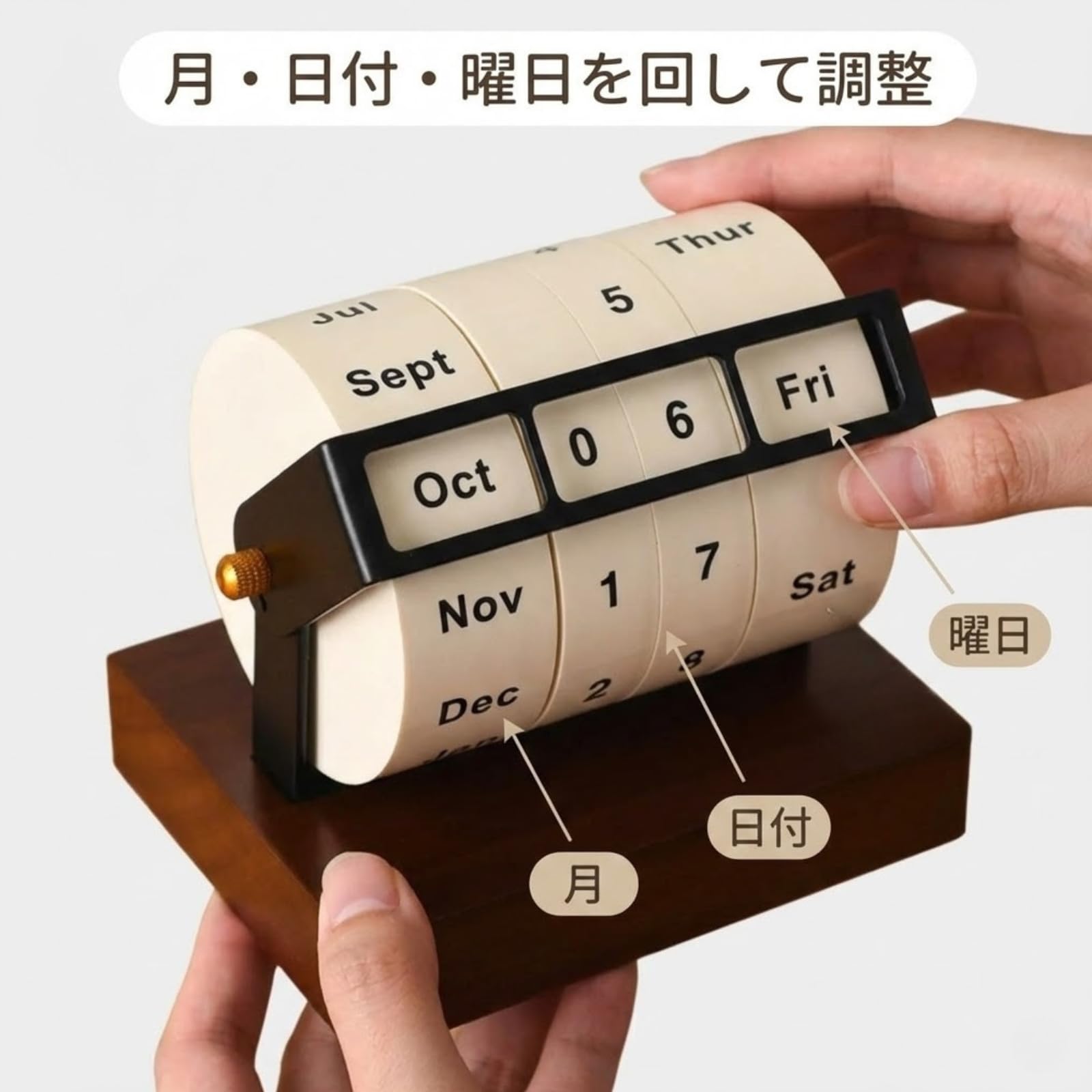 Amazon.co.jp: 回転式 万年カレンダー 木製 北欧風 卓上 おしゃれ