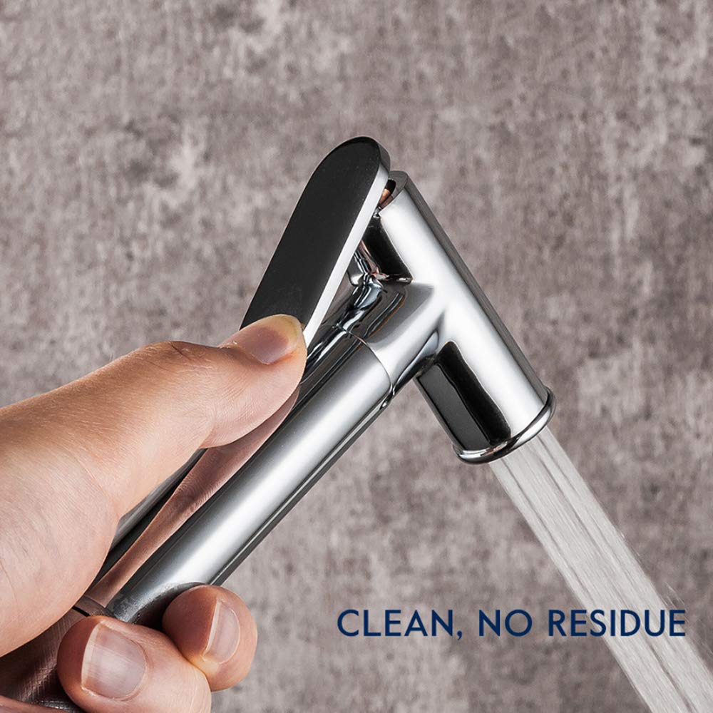 Toilette Bidet Spray avec Tuyau Flexible, Eau Chaude et Froide Chromé Bidet Pulvérisateur Tête de Douche Kit en Laiton Kit Douchette WC Hygiène Personnelle pour Hygiène Intime
