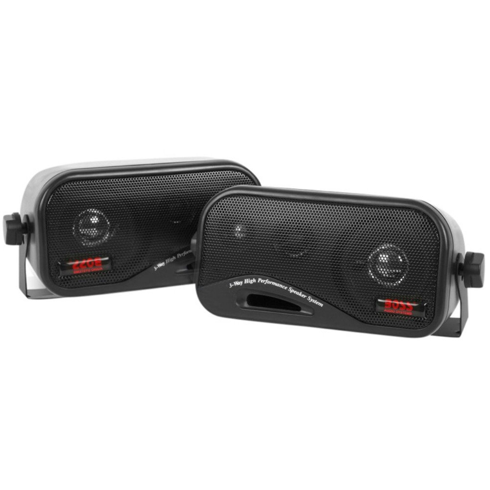 2 BOSS AUDIO SYSTEM AVA6200 AVA 6200 casse nere bass reflex 18,50 cm a 3 vie 100 watt rms 200 watt max per interni auto casa locali commerciali, a coppia