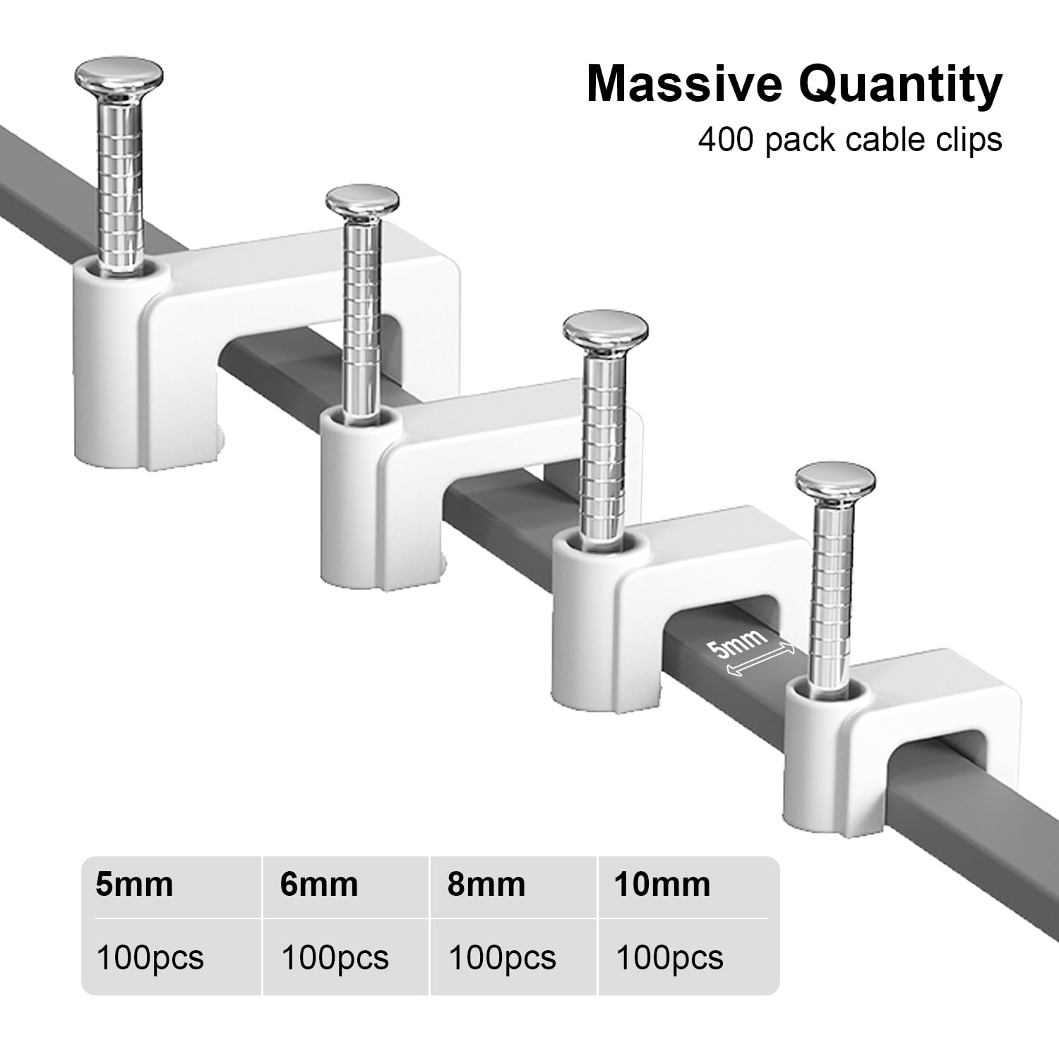 Cable Clips with Nails - 400 Pack for Ethernet & More -7