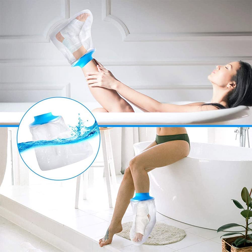 INGJIA Protezione Piede Doccia Antiscivolo, Coprigesso Gamba Impermeabile Adulto per Punta, Caviglia, Piede, Riutilizzabile Bende Gesso Piede Protettive, Mantieni Ferite e Bende Asciutte Il Bagno