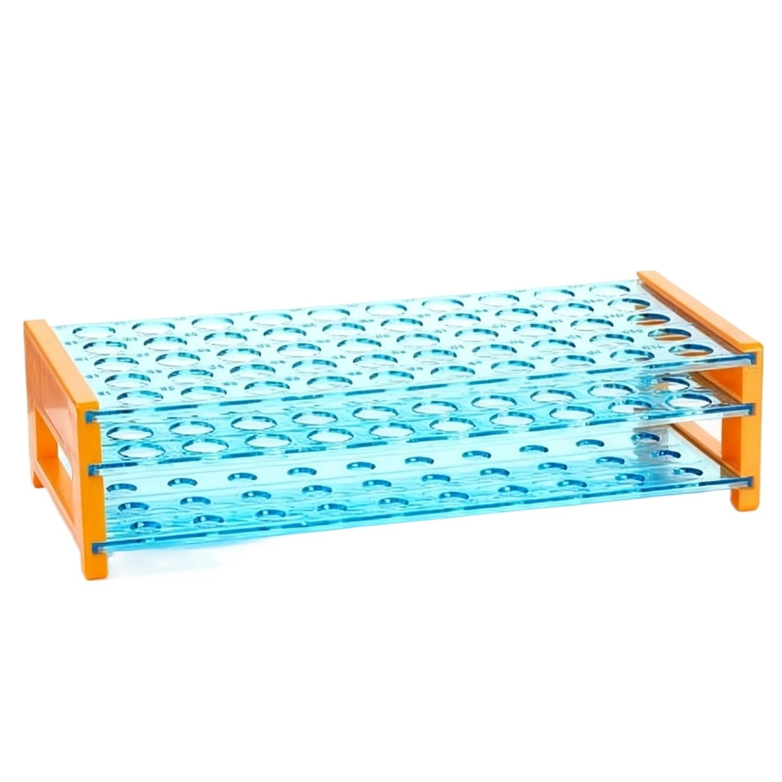 Reagenzglashalter, Reagenzglasgestell, blau, 21,4 x 11,2 6,3 cm, 50 Vertiefungen mit Griff