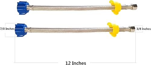 Miniatura 3 de Klabb Línea flexible de suministro de agua para inodoro de 12 pulgadas, manguera trenzada de acero inoxidable con rosca de compresión hembra de 38 x
