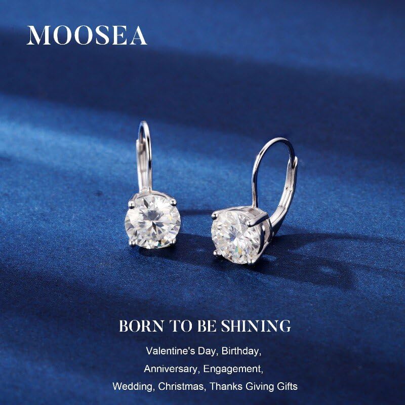 MOOSEA Moissanite Dangle Earrings for Women, 925 Sterling Silver 1-3ct D Color VVS1 Clarity Lab Created Moissanite Leverback Earrings for Women Anniversary Birthday Gifts for Wife Mom Girlfriend2
