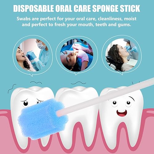 Miniatura 7 de 50 hisopos para el cuidado bucal, esponjas sin sabor y estériles para limpieza bucal (azul y rosa)