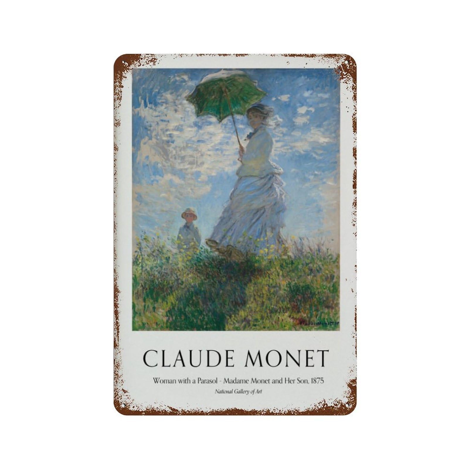 xiaoxiaoshen Monet 'woman With Parasol' Vintage Wall Decor Art Metal Tin Poster Modern Home Decor Art Home Bar Shop Decorations Vintage Sign 30x20cm