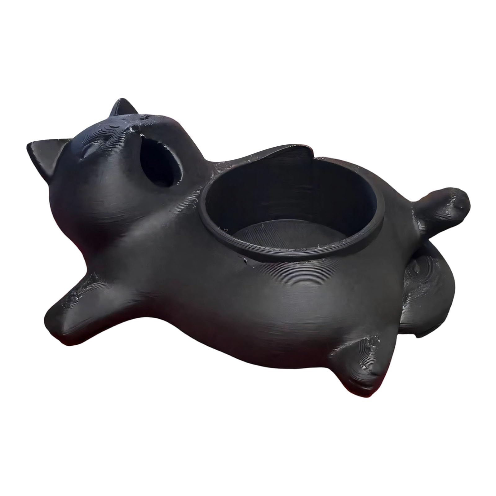 Plcpdm Black Tabletop Planter For Shelf Decor, Small Flower Vessel With Drainage Opening And Relaxed Animal Character Appeal Animal Planter Desktop Holder Flower Vessel Small Plant Decor Tabletop Greenery Home