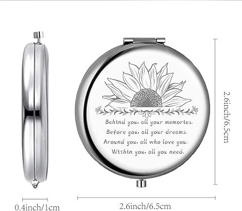 Miniatura 2 de CREATCABIN Espejo de bolsillo compacto de viaje plegable de dos caras, regalo de graduación