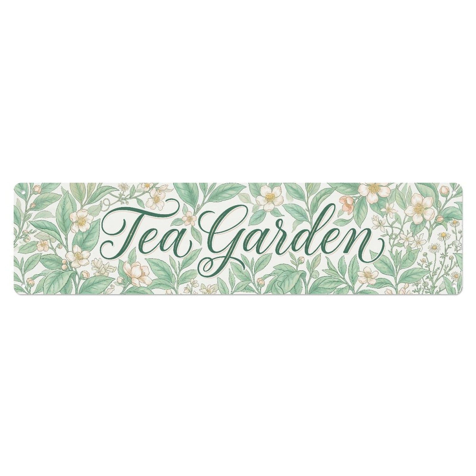 Tea Garden Farmhouse Wall Metal Tin Skinny Sign Plaque Wall Decor for Cafe, Club Bar, Office, Home Garden Metal Poster 4x16Inch