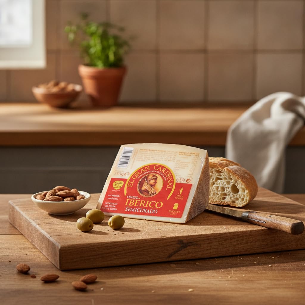 Queso Ibérico Semicurado - Pack 1kg (4 x 250g) - Mezcla de Leche de Oveja, Vaca y Cabra - Elaboración Tradicional desde 1951 - Envasado al Vacío Origen España - NEXU