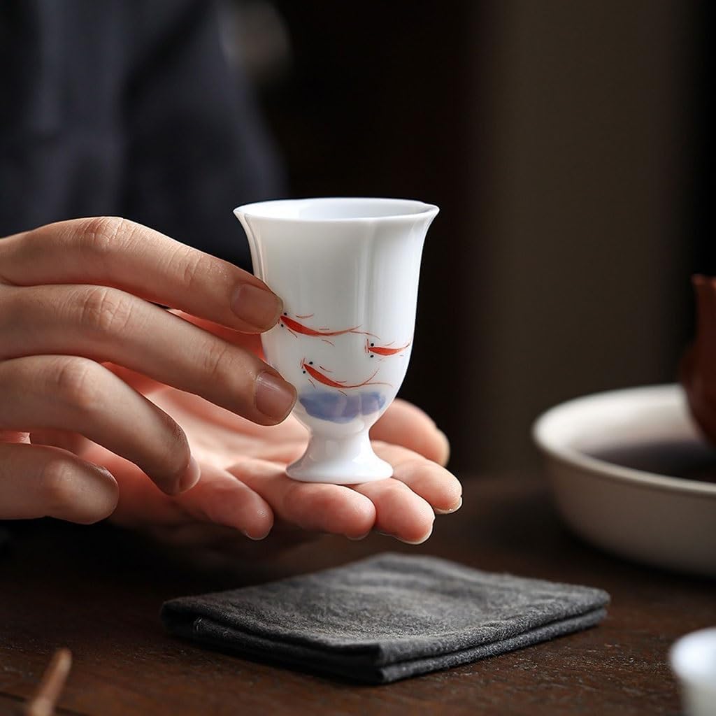 GSOUL Kungfu Tea cup Creative Hand-painted High-foot Teacup Kung Fu Tea Set Personal Host Cup Ceramic Small Tea Cups