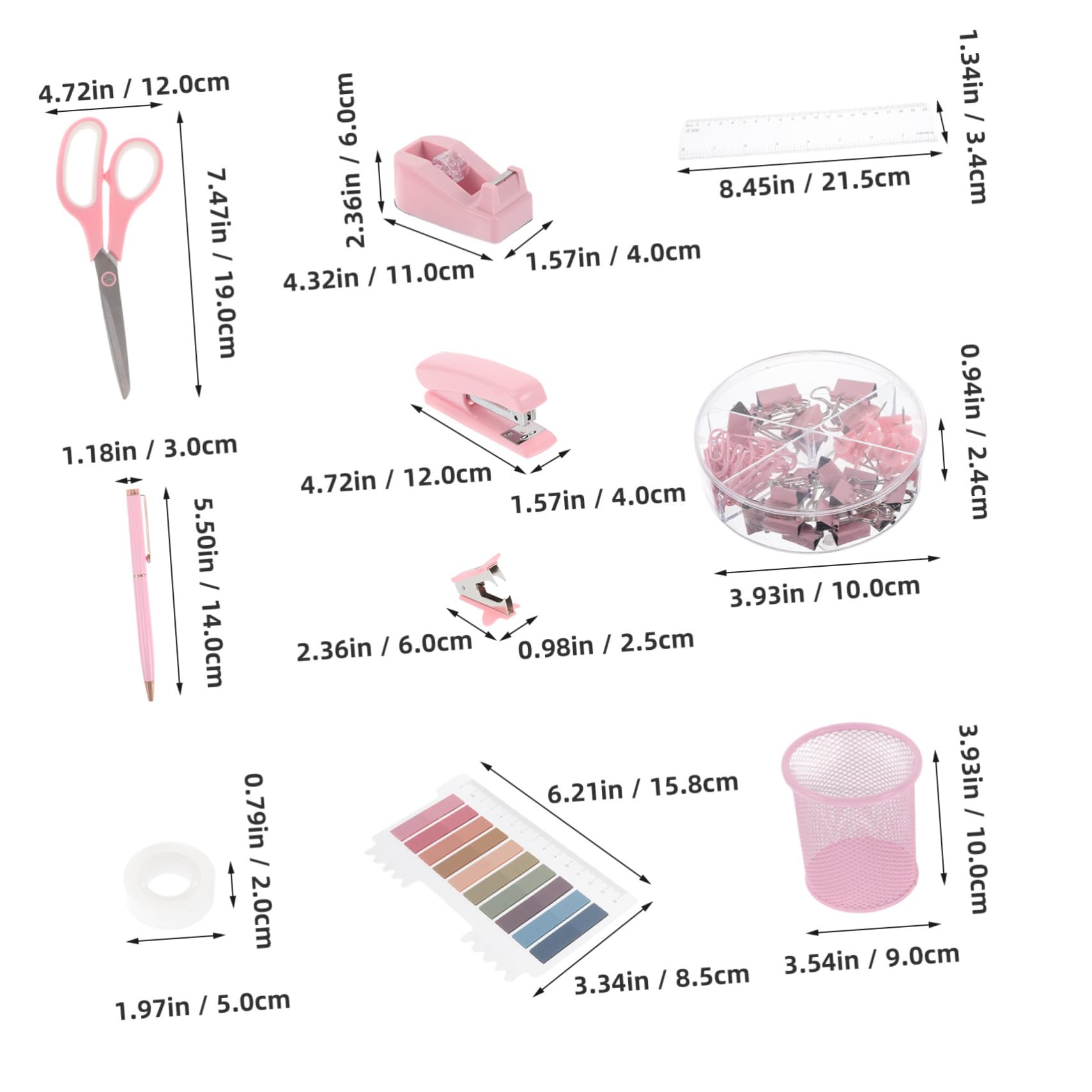 Schreibtisch set Bürobedarf mit Heftgerät Klebebandabroller und Entklammerer Modernes Design Langlebige Ausführung Stilvolle Büroaccessoires für Frauen Eleganter Arbeitsplatz