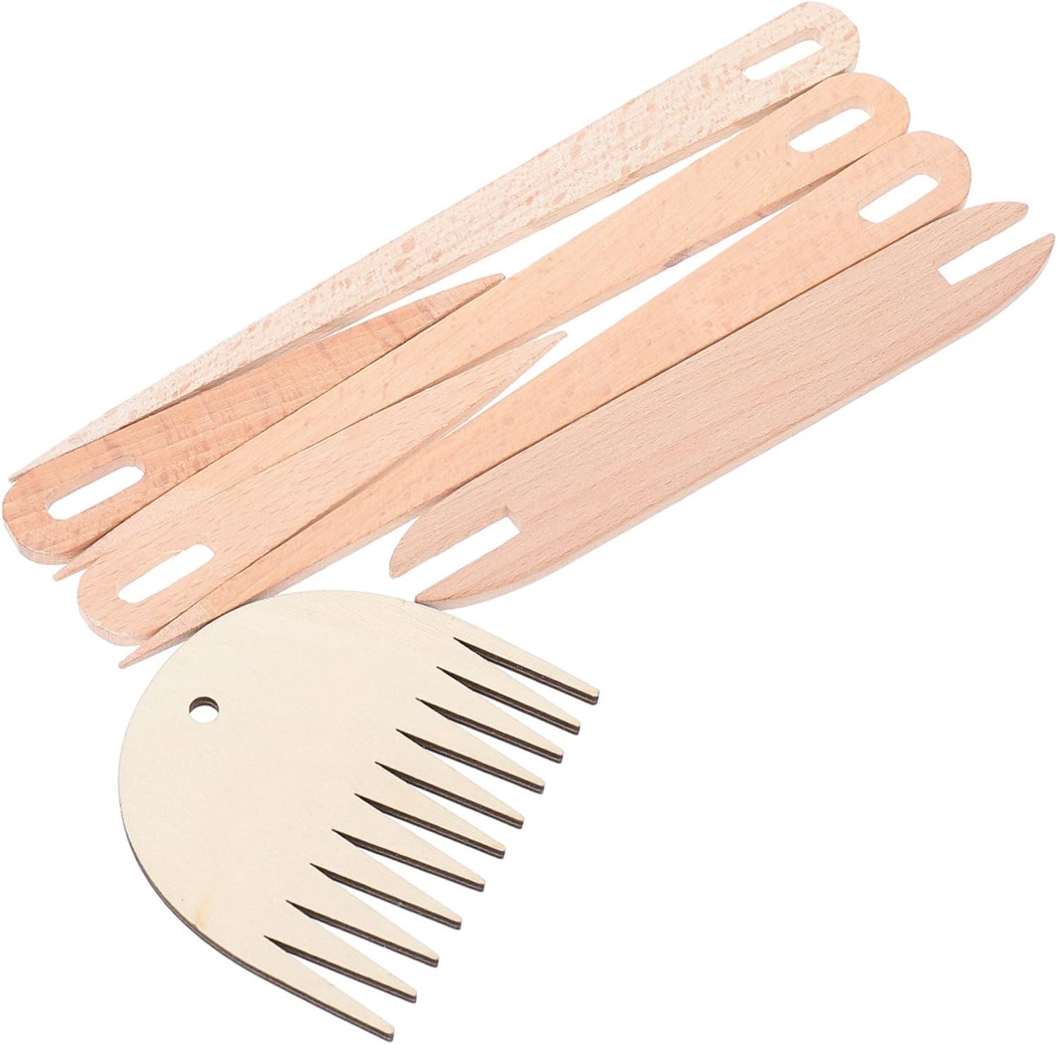 OHPHCALL 1set Weaving Tools Wooden Shuttle Stick Weaving Needles and Comb for Tapestry Handcrafts