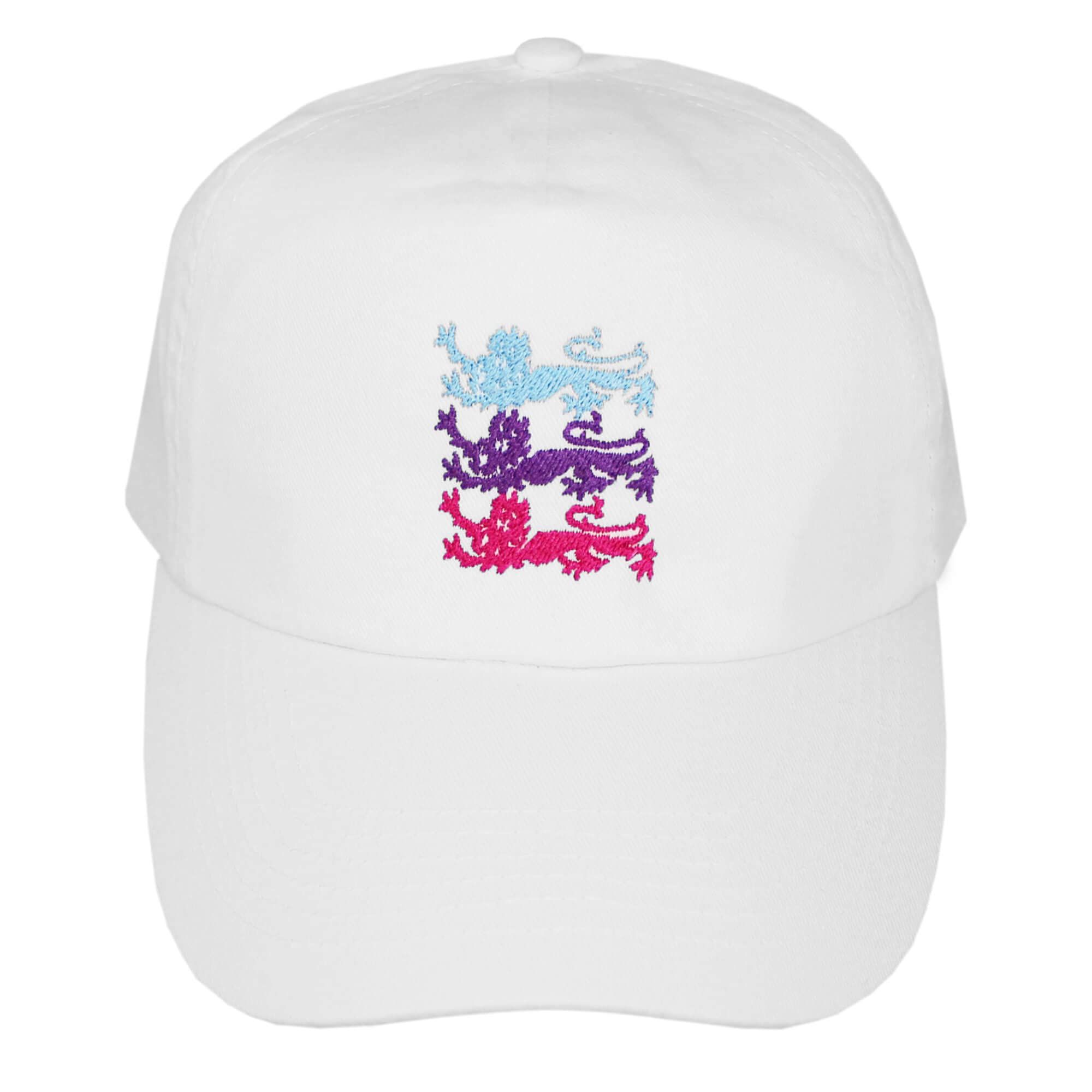 Teddyts Adults White Multi-Colour Three Lions Adjustable Baseball Cap