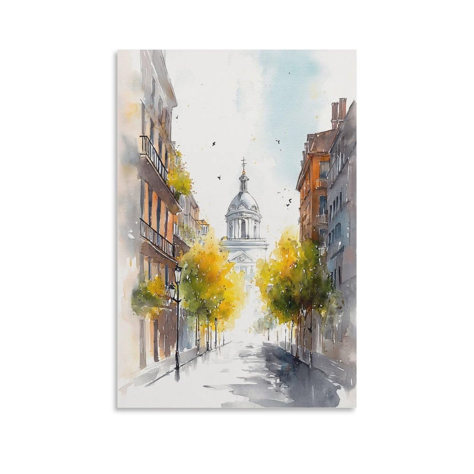 XWYMXZ New Orleans Watercolor Louisiana 20x30inch(50x75cm) Vintage Travel Poster Watercolor Canvas Art